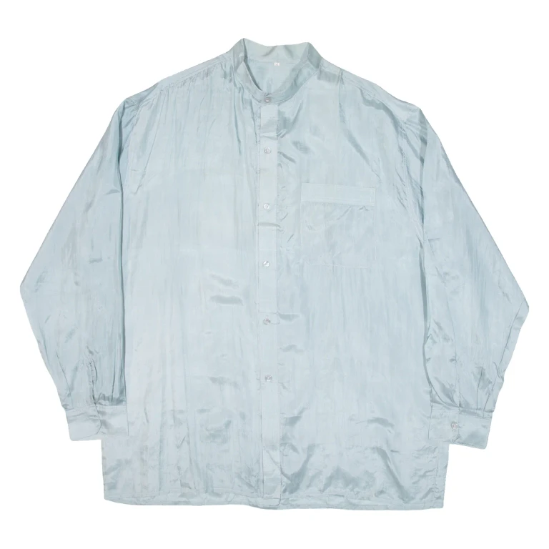 Mens Plain Shirt Blue Long Sleeve XL
