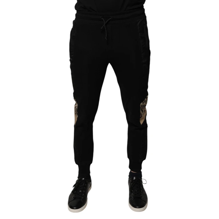 Dolce & Gabbana Black Leopard Slim Fit Jogger Pants - Men