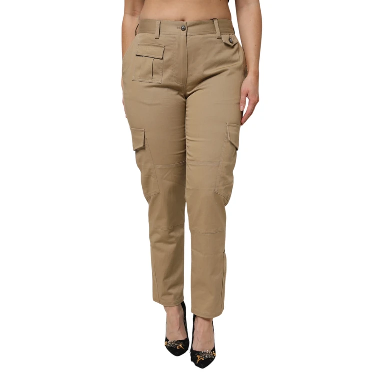 Dolce & Gabbana Brown Cotton Cargo Tapered Pants Elastane - Women