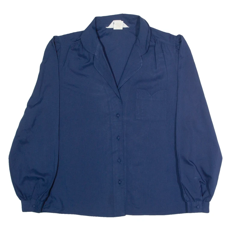 JASAHA Womens Plain Shirt Blue Long Sleeve S