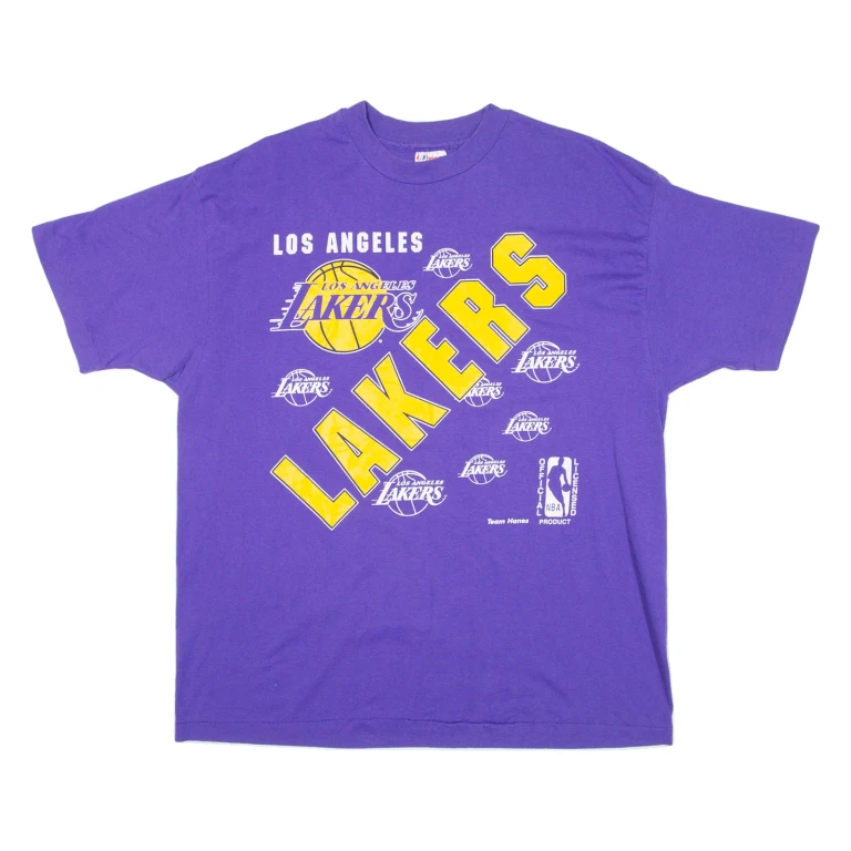 HANES Los Angeles Lakers Mens T-Shirt Purple USA XL