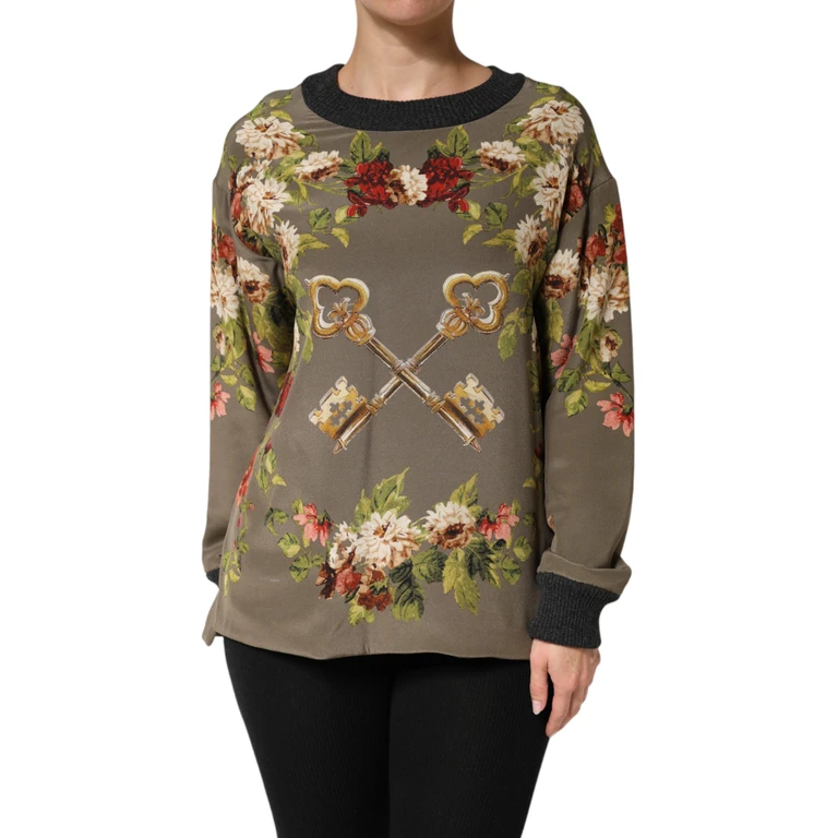 Dolce & Gabbana Enchanted Sicily Silk Crewneck Blouse Sweater - Women