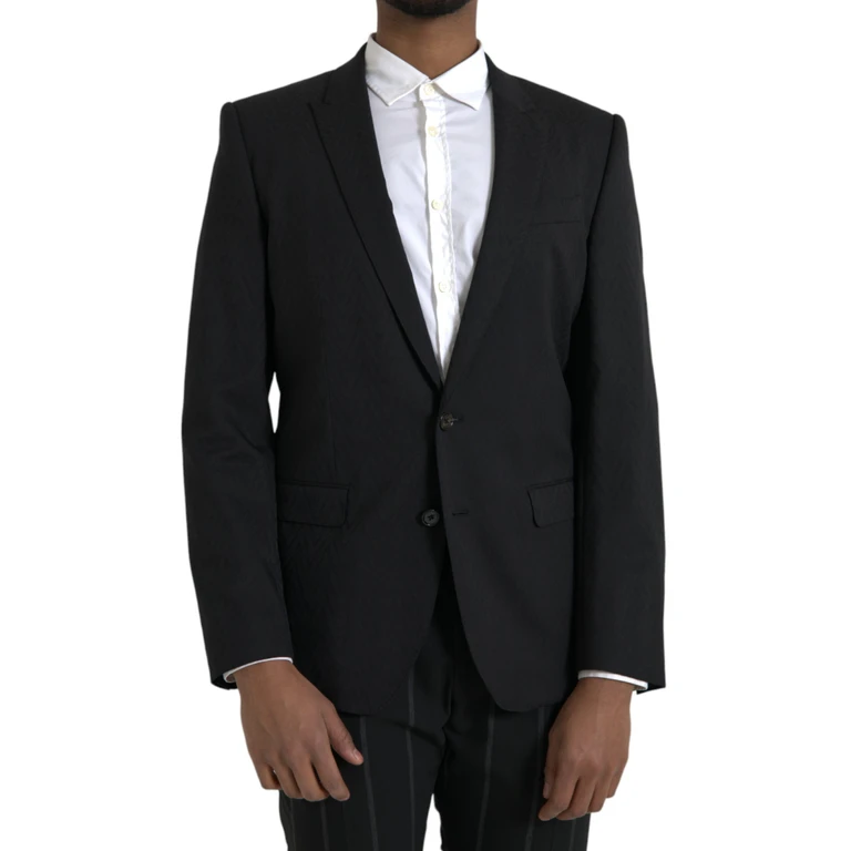 Dolce & Gabbana Black Martini Slim Fit Jacket Coat Blazer Virgin Wool Elastane Clothing - Men