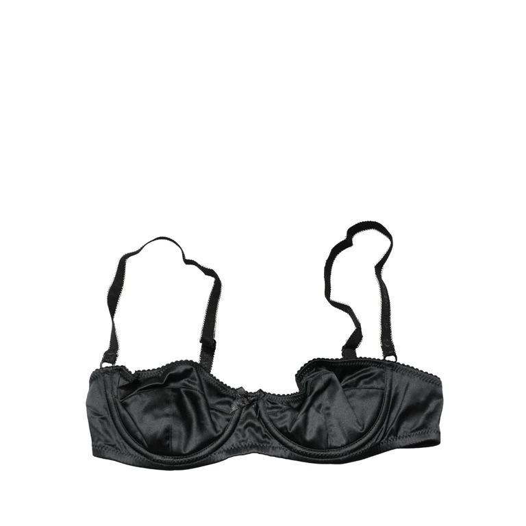 Dolce & Gabbana Black Semi-Pad Underwire Balconette Bra Underwear Elastane Silk Clothing - Women