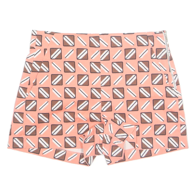ZARA Womens Casual Shorts Pink Crazy Pattern L W33