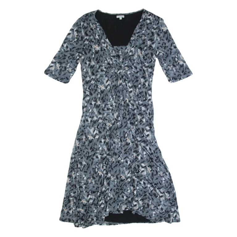 JIGSAW Womens A-Line Dress Grey Spotted Short Sleeve Midi S