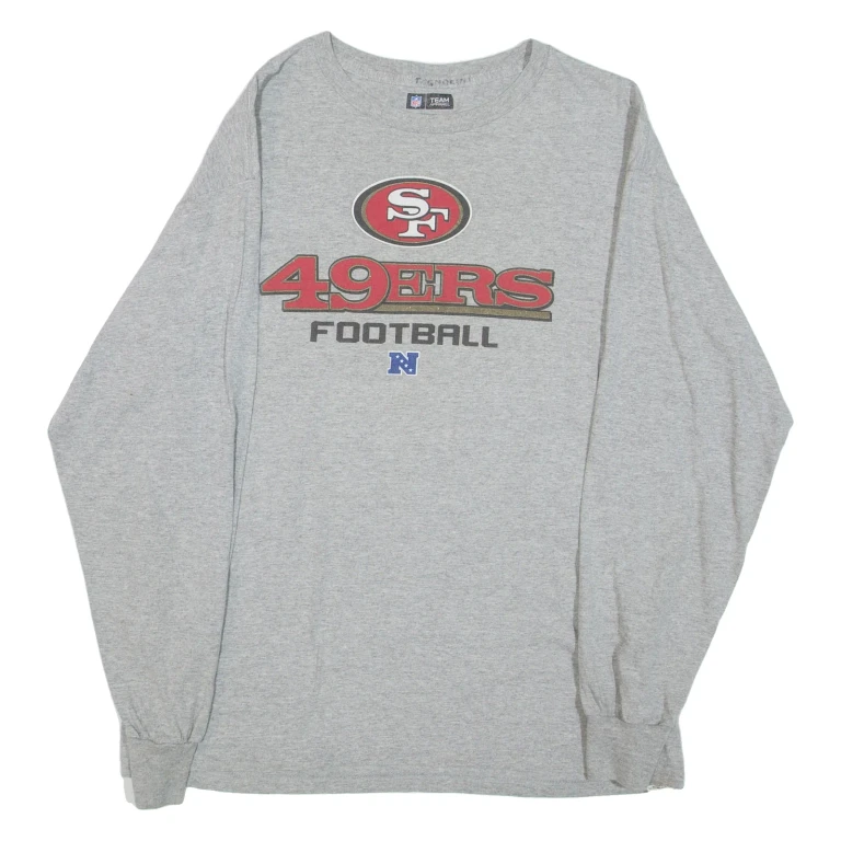 NFL San Francisco 49ers Mens T-Shirt Grey Long Sleeve USA XL