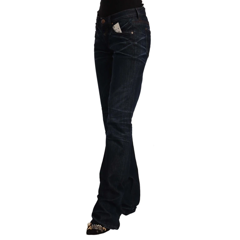 Ermanno Scervino Dark Blue Mid Waist Cotton Denim Straight Jeans Elastane Clothing - Women