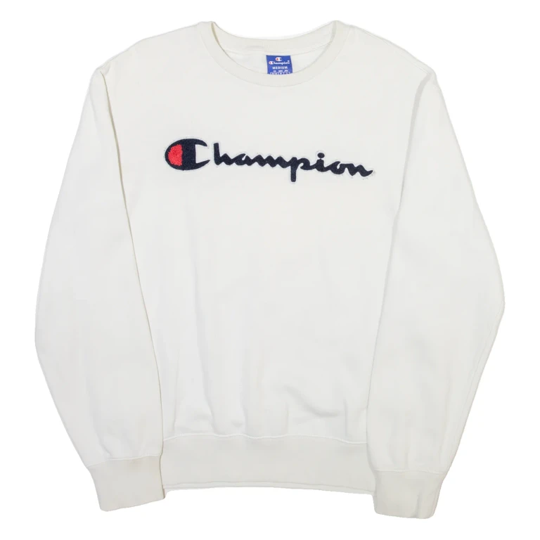 CHAMPION Mens Sweatshirt White Crew Neck M