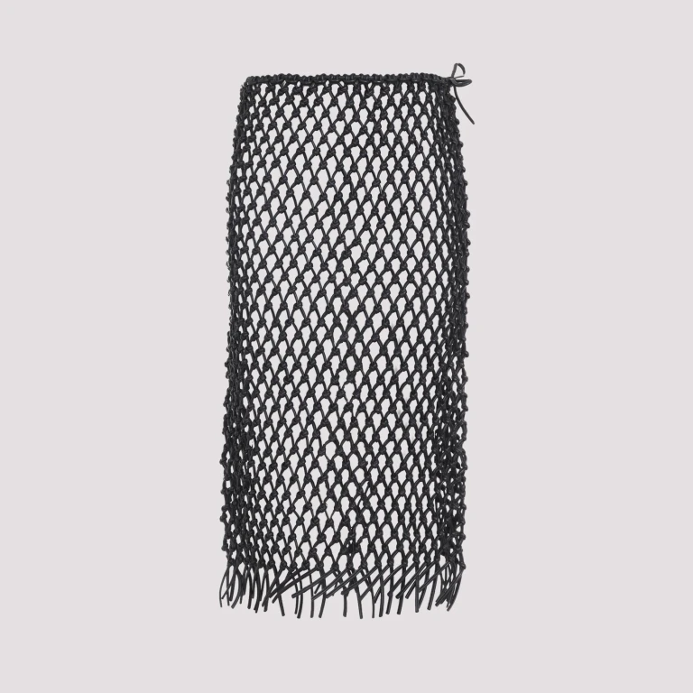 Nelaya Leather Macramé Skirt