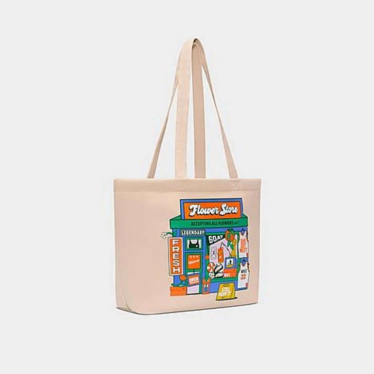 Heritage Graphic Tote Bag (22L) in Oatmeal/Safety Orange/White