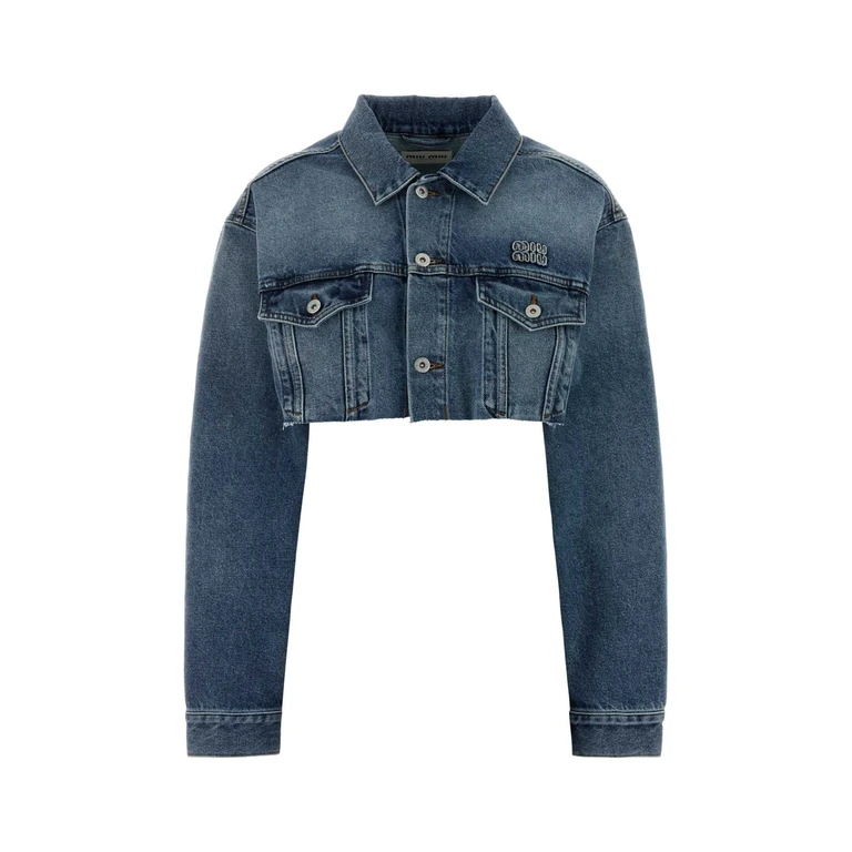 Miu Miu Denim Jacket Bleu Exterior: Cotton Piumini - Women