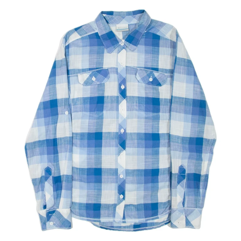 COLUMBIA Womens Shirt Blue Check Long Sleeve L