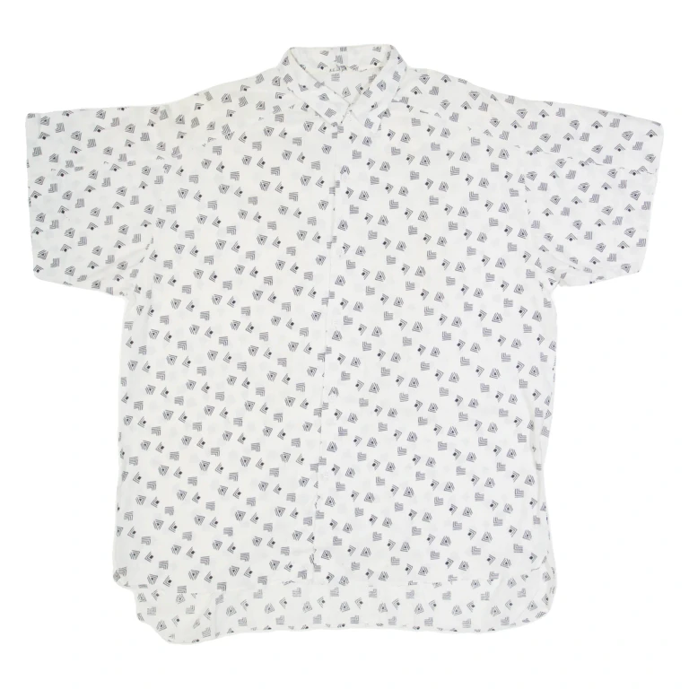 SPENGLER MODE Mens Shirt White 90s Crazy Pattern M