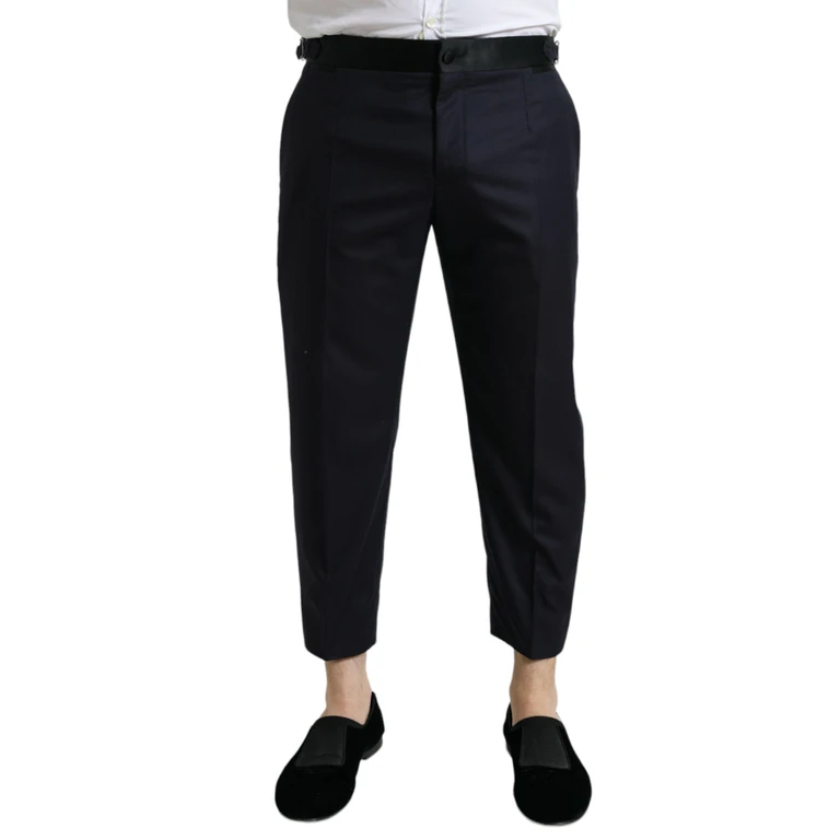 Dolce & Gabbana Blue Wool Cropped Tapered Pants Virgin Silk Polyester - Men