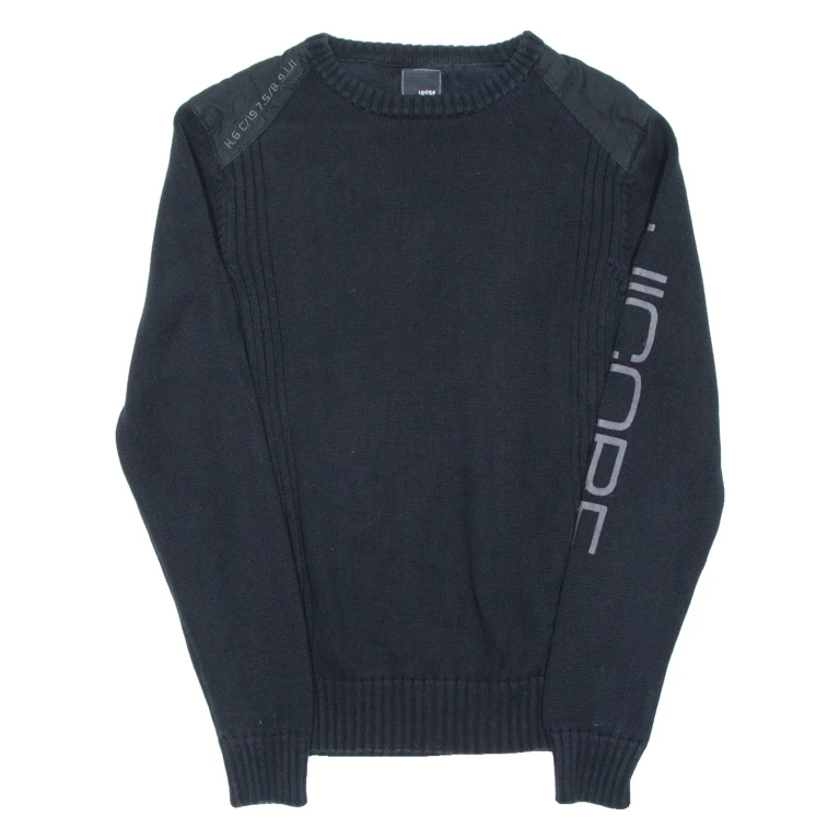 JACK & JONES Mens Jumper Black Tight Knit M
