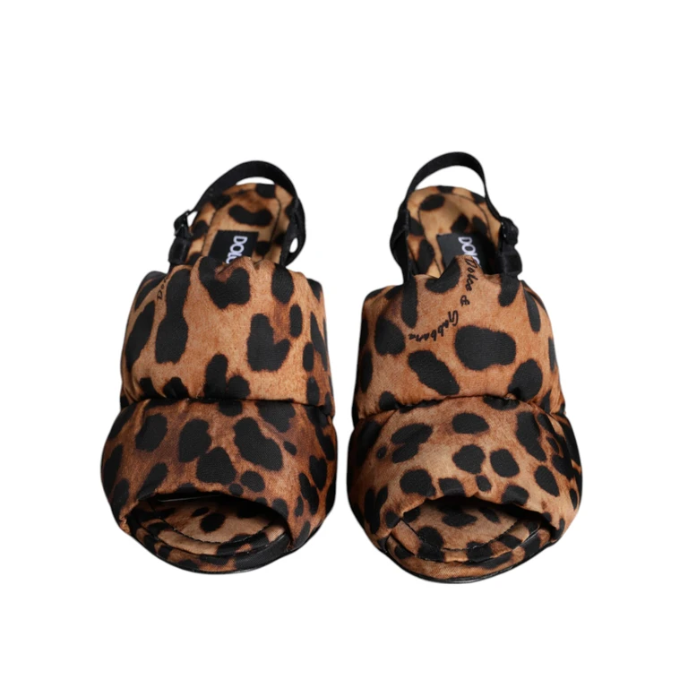Dolce & Gabbana Brown Leopard Keira Slingback Sandals Shoes Nylon Elastane - Women