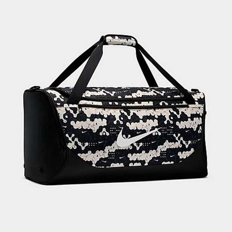 Nike Brasilia Allover Print Training Duffel Bag (Medium, 60L) in Chalk/Black/White