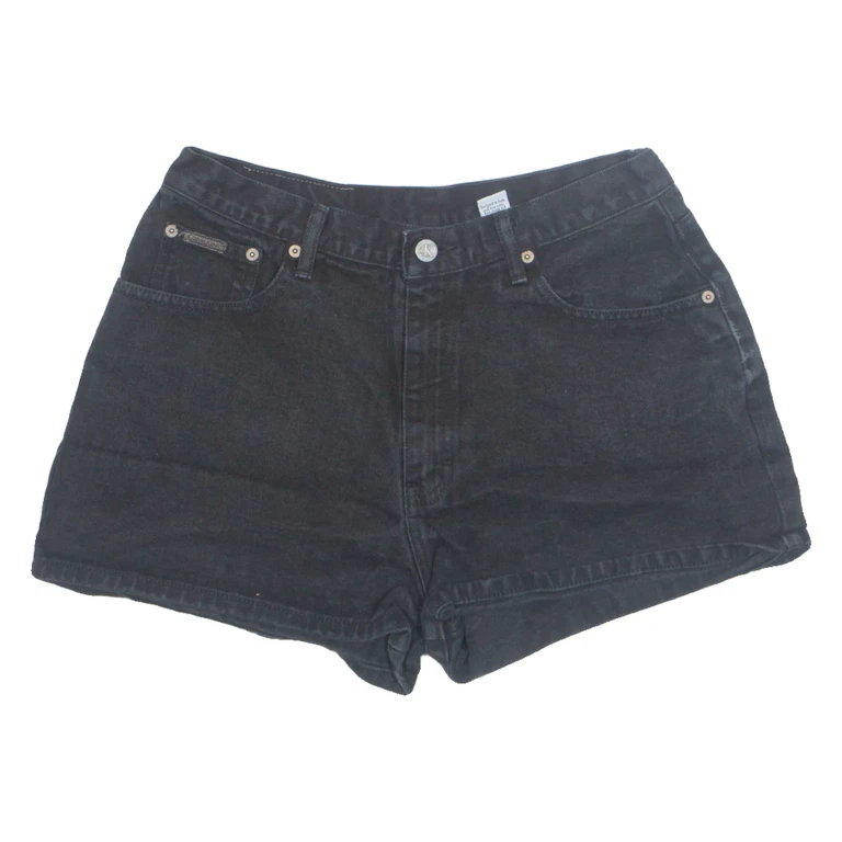 CALVIN KLEIN Turn Up 501 Womens Denim Shorts Black Relaxed 90s UK 10 W28