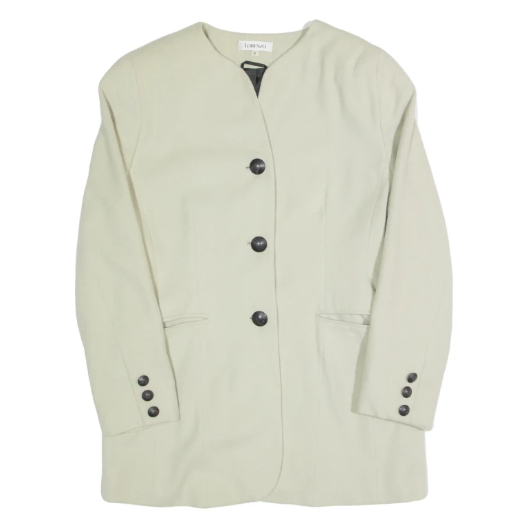LORENZO Womens Blazer Jacket Beige Wool M