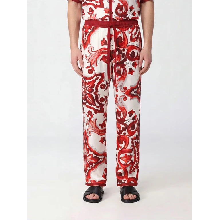 Majolica Print Straight-Leg Silk Trousers (GVRMATHI13FIY3TN)