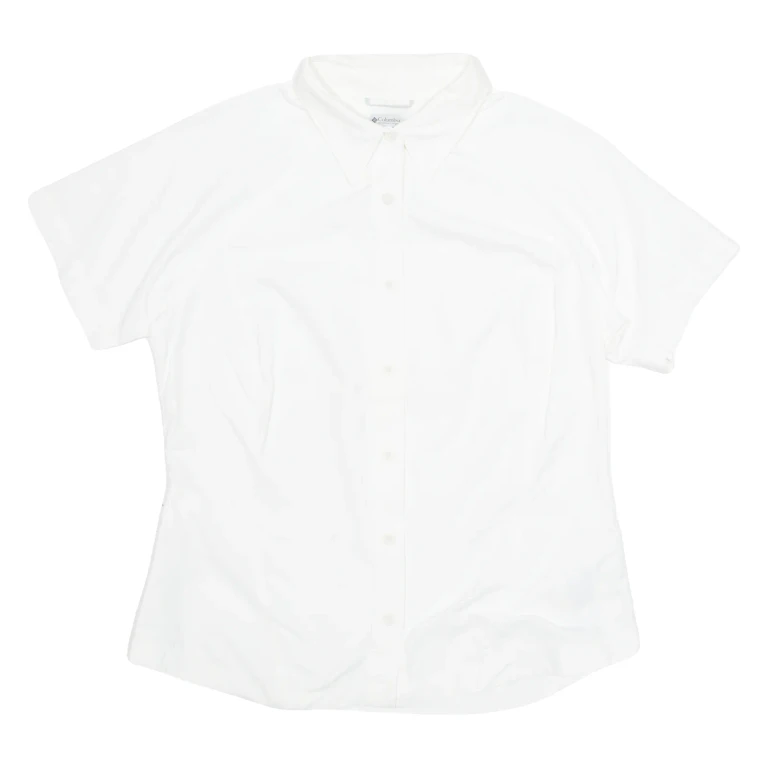 COLUMBIA Womens Shirt White Collared Nylon S