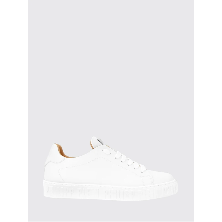 Low-Top Lace-Up Sneakers in Smooth Leather with Applied Logo (UAESWSC2790PLE005N01)