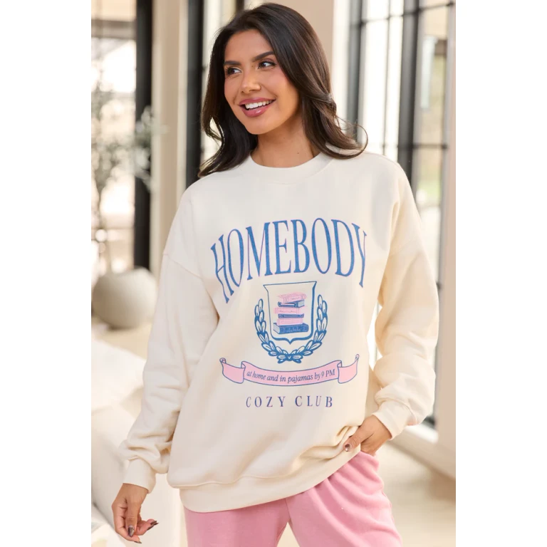 Homebody Club Cream Graphic Sweatshirt
