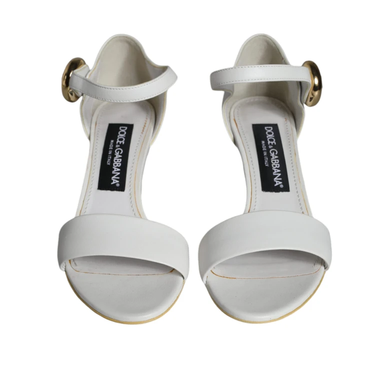 Dolce & Gabbana White Leather Heels Keira Sandals Shoes Lamb - Women