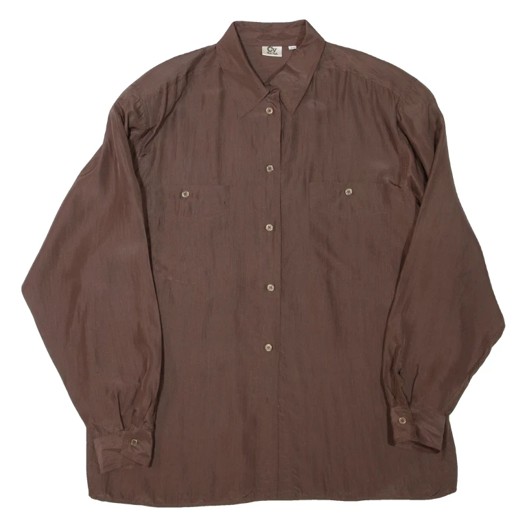 CV Womens Shirt Brown Collared Long Sleeve XL