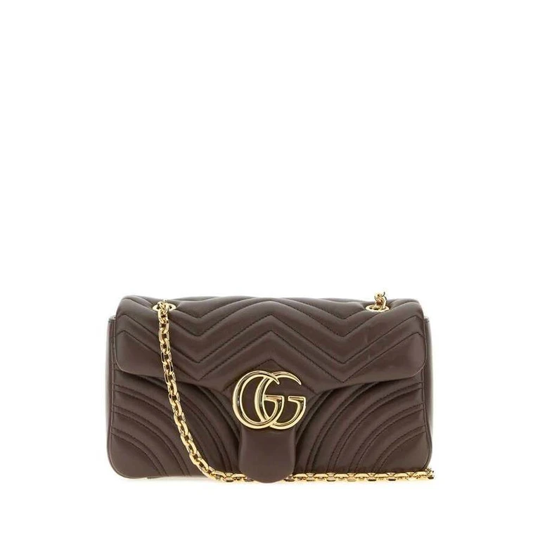Mud Nappa Leather Medium Gg Marmont Shoulder Bag Toasted Borse A Tracolla
