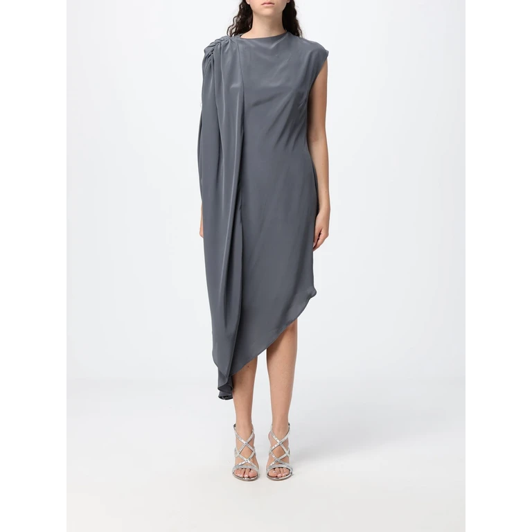 Peonia One-Shoulder Asymmetrical Crêpe de Chine Midi Dress (PEONIAMIDIDRESSSILK)