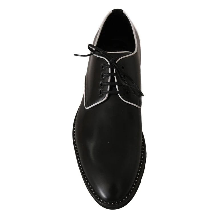 Dolce & Gabbana Black Leather White Line Dress Derby Shoes - Men