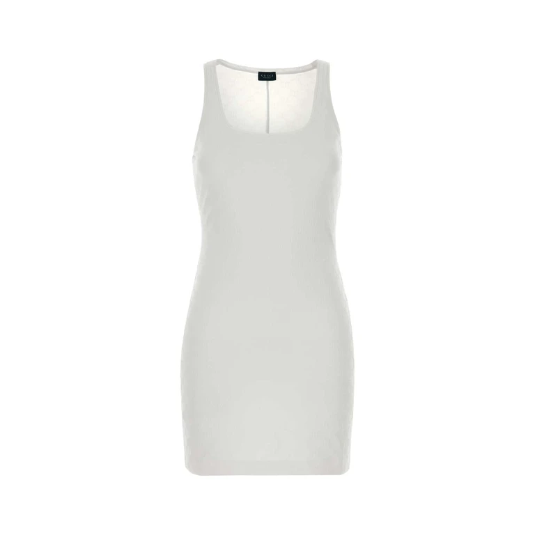 Gucci White Gg Jacquard Mini Dress Exterior: Nylon Elastane Abiti - Women