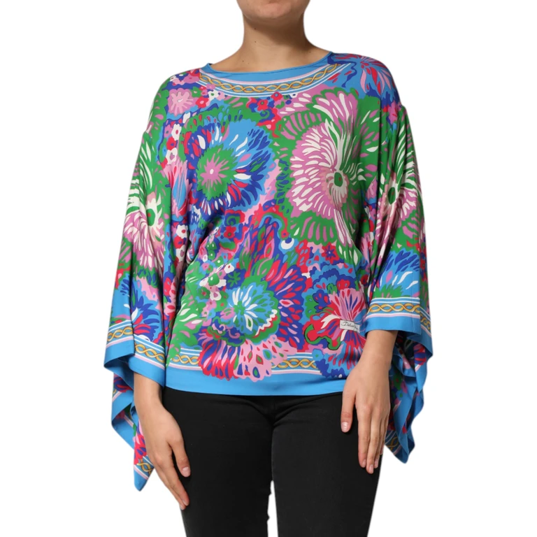 Dolce & Gabbana Multicolor Floral Printed Tunic Blouse Top Silk - Women