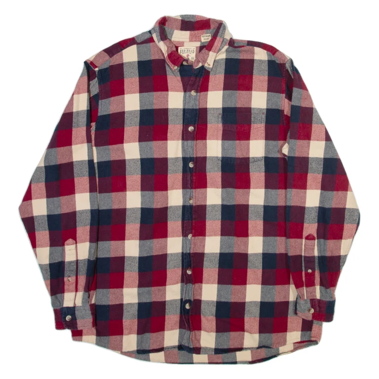 REDHEAD Mens Shirt Red Check Long Sleeve XL