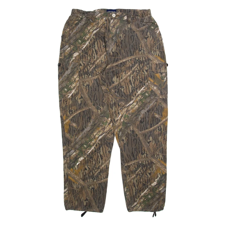 SHADOW BRANCH Cargo Mens Trousers Brown Relaxed Tapered W34 L32
