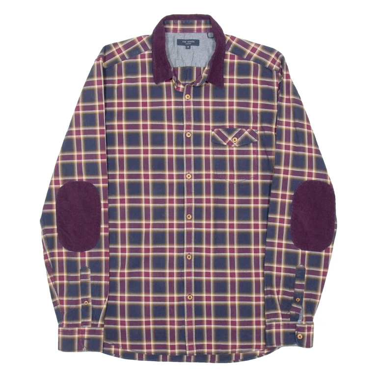 TED BAKER Mens Shirt Purple Plaid Long Sleeve L