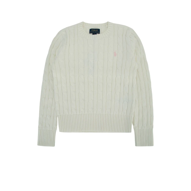 Polo Ralph Lauren Jr Cable Cn-Sweater-Pullover Warmwhitewhintofpink Maglieria