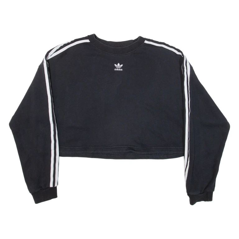 ADIDAS Cropped Womens Sweatshirt Black UK 6