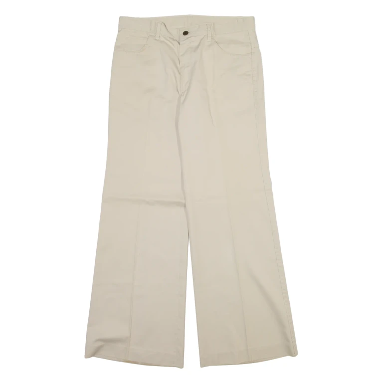 EL PASO Womens Trousers Cream Regular Wide-Leg W30 L30