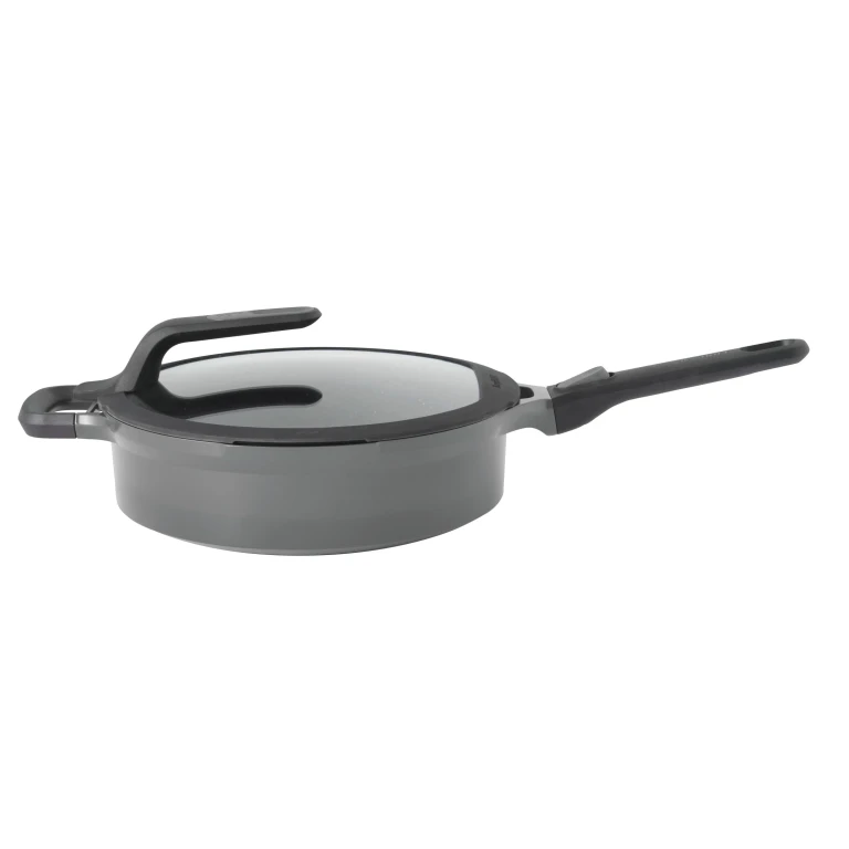 GEM 11" Stay-Cool Sauté Pan 4.9Qt., Detachable Handle, Gray, Glass Lid