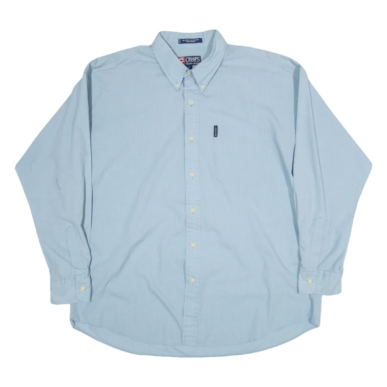 CHAPS Mens Plain Shirt Blue Long Sleeve XL