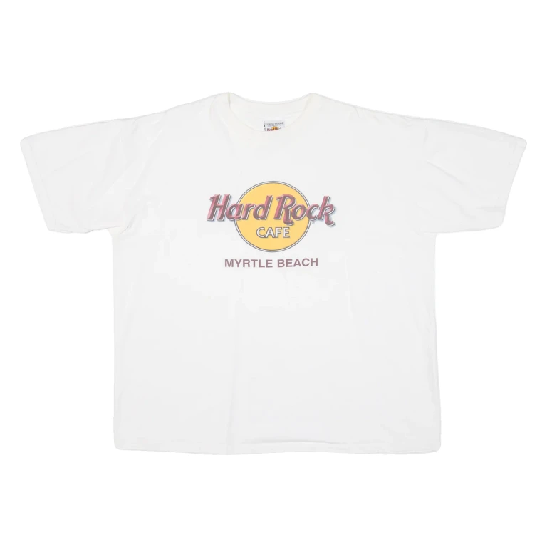 HARD ROCK CAFE Myrtle Beach Mens T-Shirt White 90s USA 2XL
