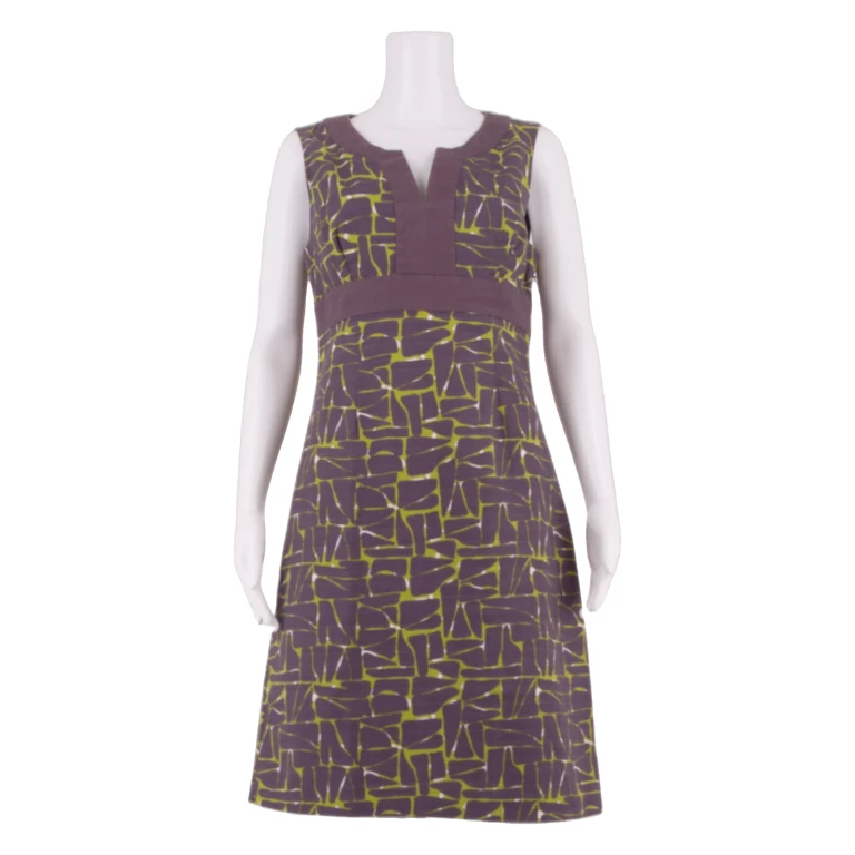 BODEN Womens A-Line Dress Purple Crazy Pattern Sleeveless Knee Length UK 10