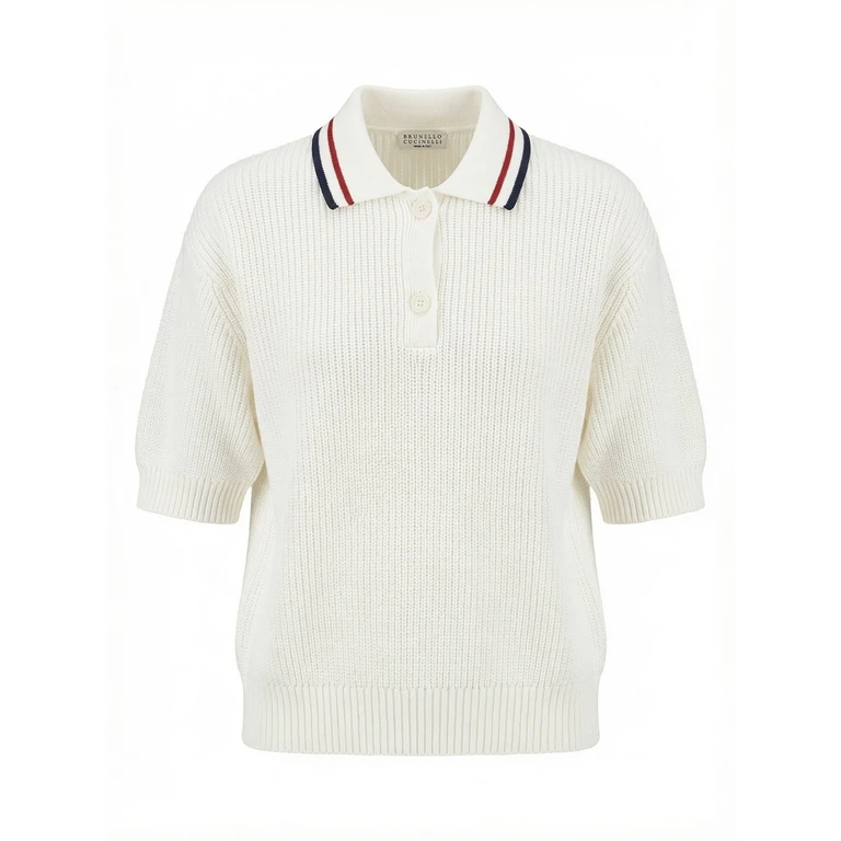 Brunello Cucinelli Rib Knit Polo Sweater