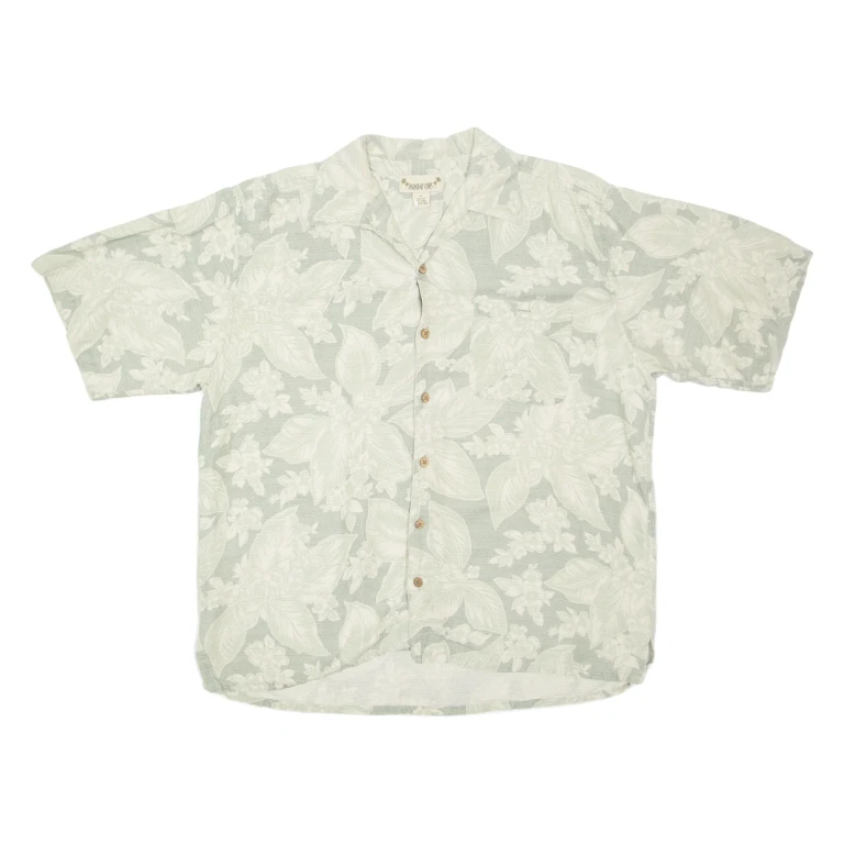 PARADISE COVES Mens Hawaiian Shirt Green Floral XL