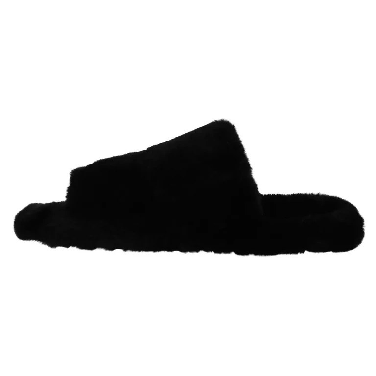 Dolce & Gabbana Black Polyester Faux Fur Mens Flats Sandals Shoes - Men
