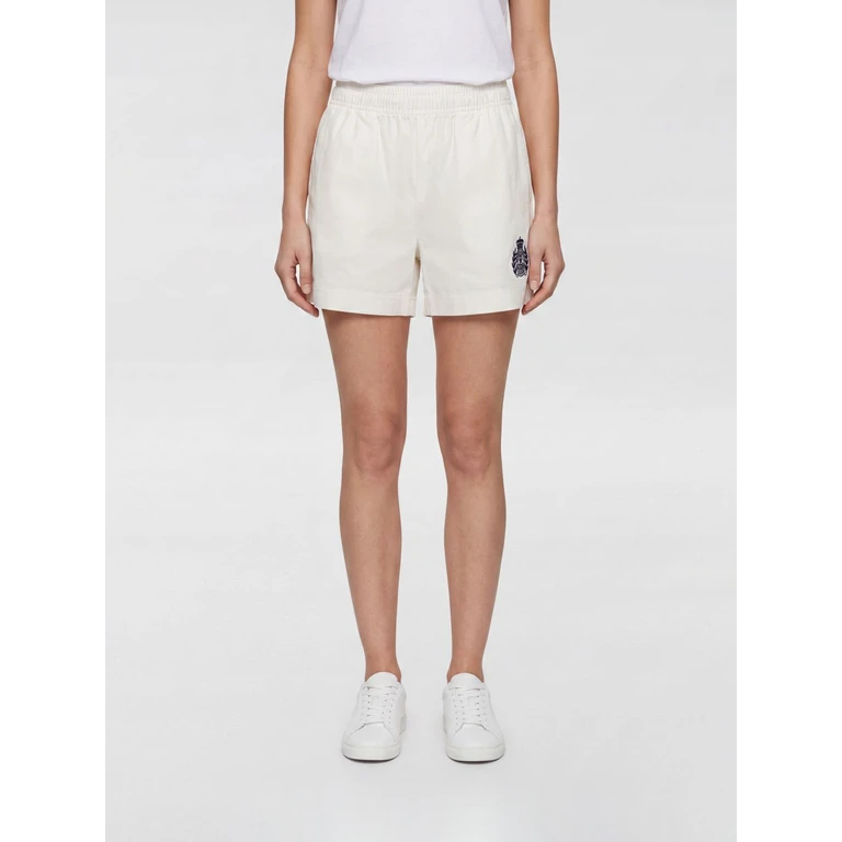 Cotton Shorts with Elasticated Waist and Contrast Logo (SH075710243WH01WHITE)
