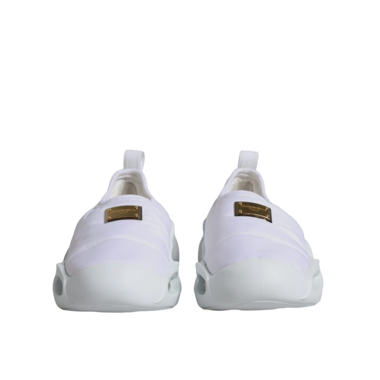 Dolce & Gabbana White Padded Fabric Low Top Sneakers Shoes - Women
